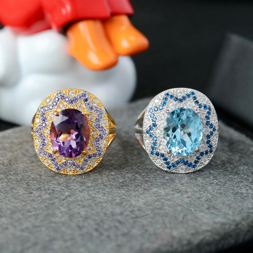 Paved Topaz Floral Ring 6359