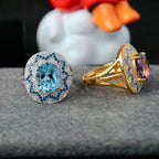 Paved Topaz Floral Ring 6359