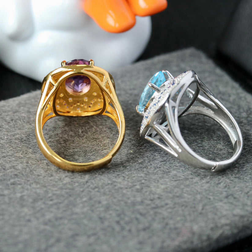 Paved Topaz Floral Ring 6359