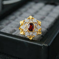 Garnet Floral Fretwork Ring 6364