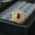 Garnet Floral Fretwork Ring 6364