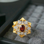 Garnet Floral Fretwork Ring 6364