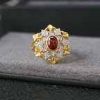 Garnet Floral Fretwork Ring 6364