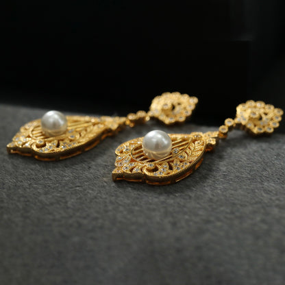 Floral Filigree Pearl Earrings 6367