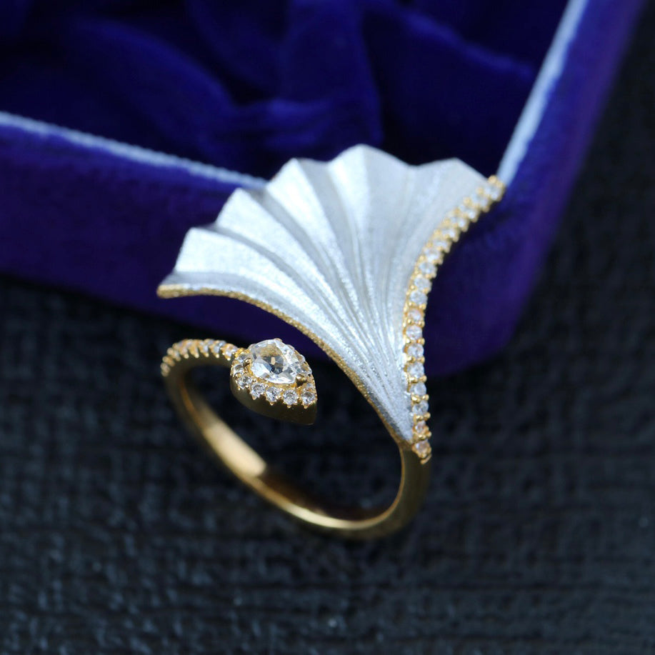 Silky Two-tone Ginkgo Ring 6378