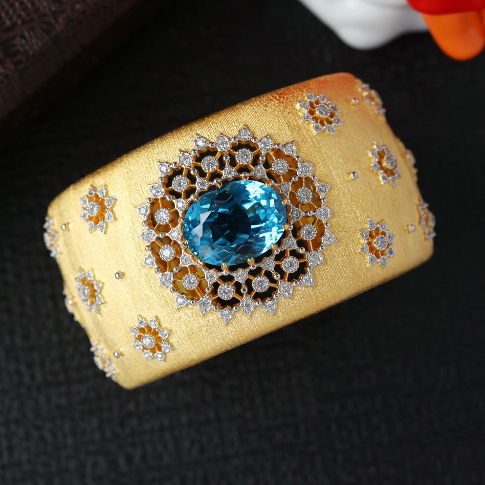 Oval Topaz Fretwork Bangle 6385