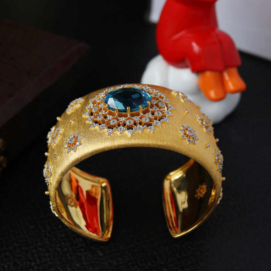 Oval Topaz Fretwork Bangle 6385