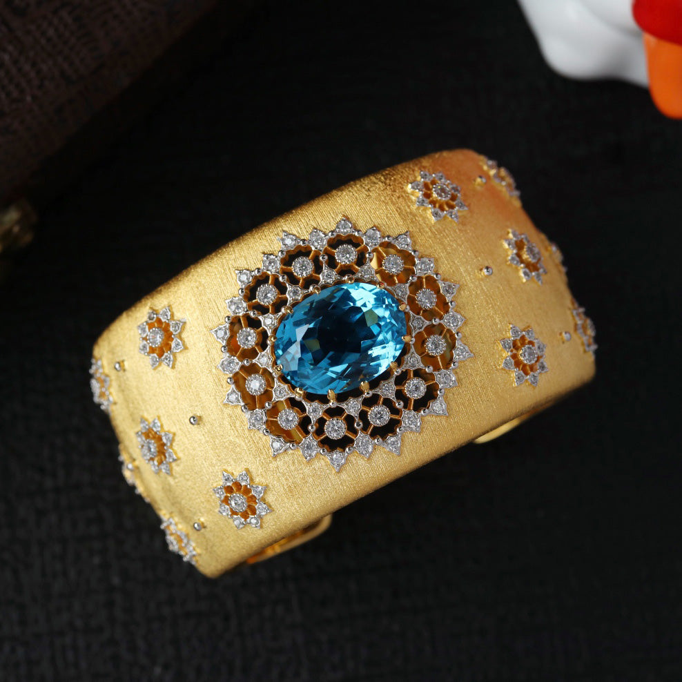 Oval Topaz Fretwork Bangle 6385