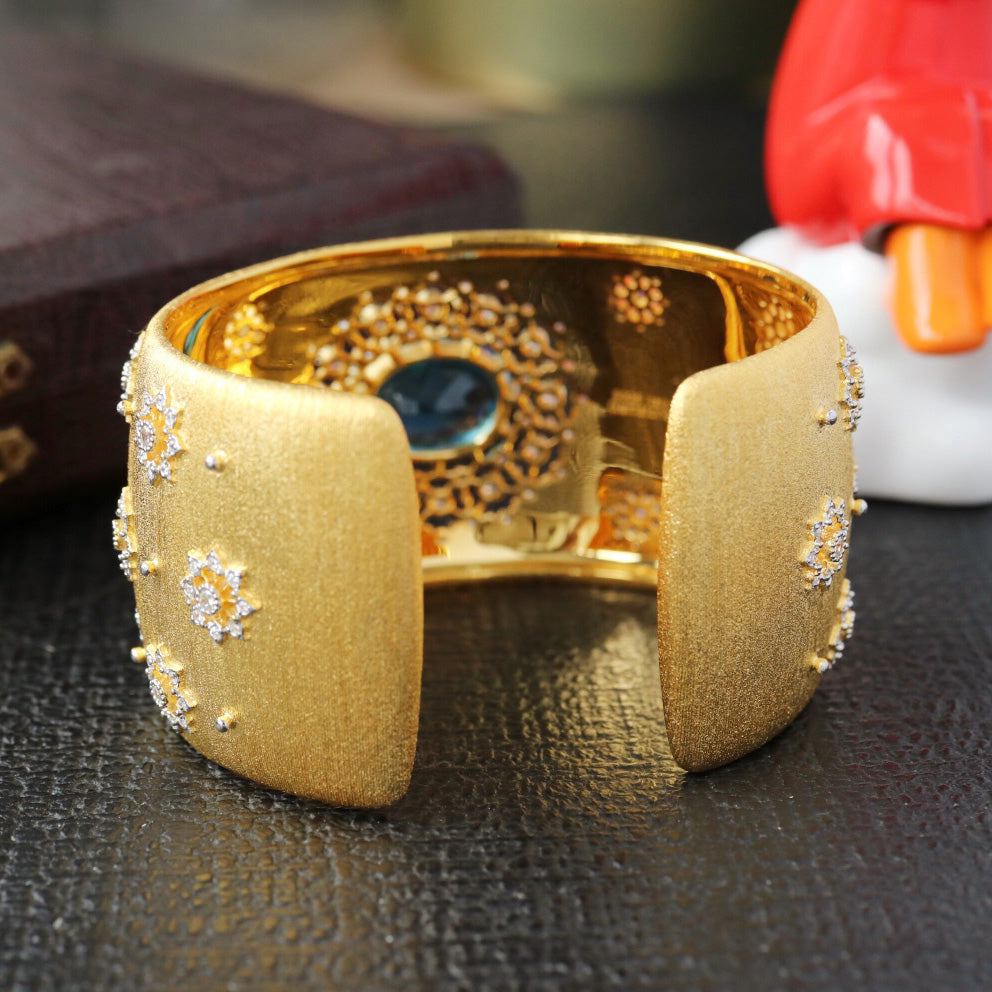 Oval Topaz Fretwork Bangle 6385