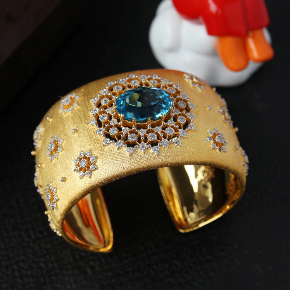 Oval Topaz Fretwork Bangle 6385