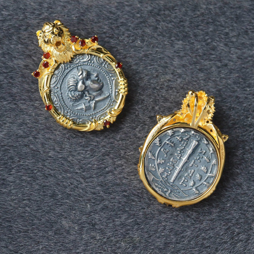 Greek Coin Lion Pendant 6392