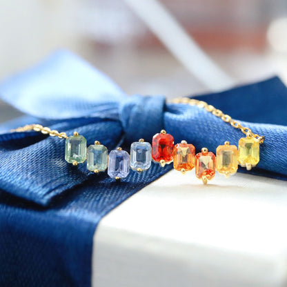 Natural Sapphire Rainbow Necklace 6407