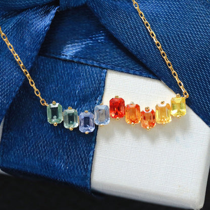 Natural Sapphire Rainbow Necklace 6407