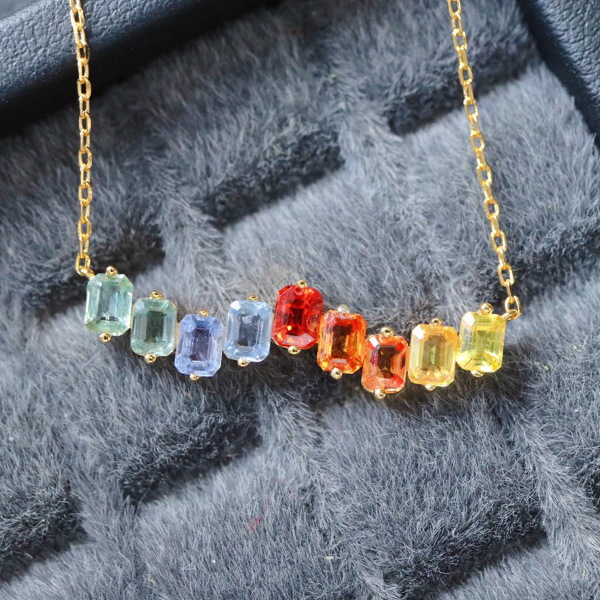 Natural Sapphire Rainbow Necklace 6407