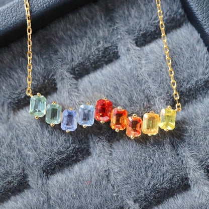 Natural Sapphire Rainbow Necklace 6407