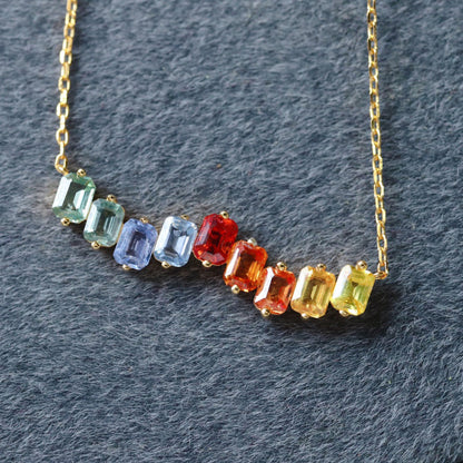 Natural Sapphire Rainbow Necklace 6407