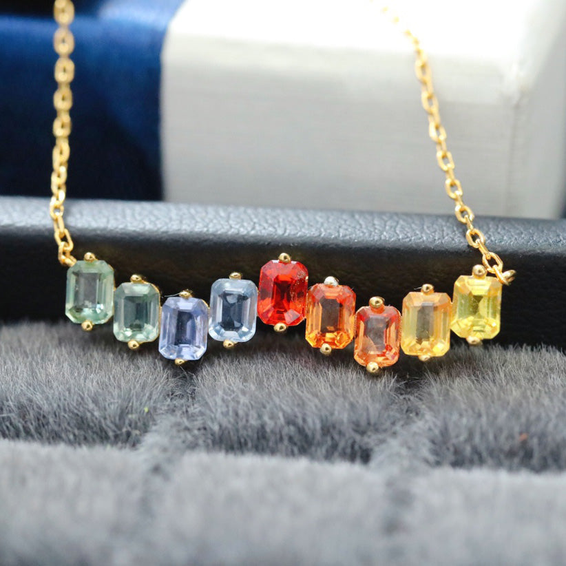 Natural Sapphire Rainbow Necklace 6407