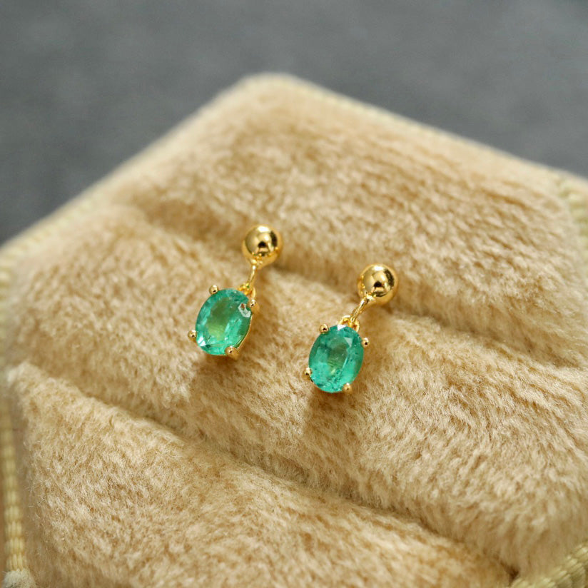 Natural Emerald Drop Earrings 6414