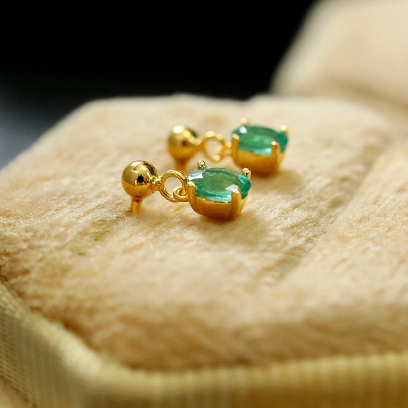 Natural Emerald Drop Earrings 6414