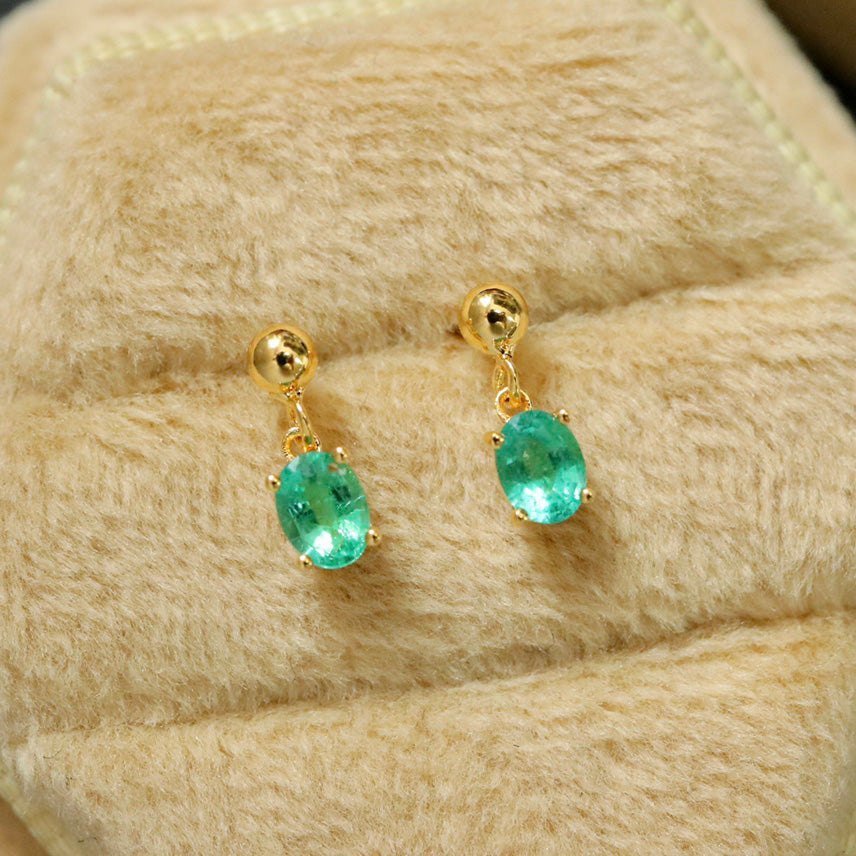 Natural Emerald Drop Earrings 6414