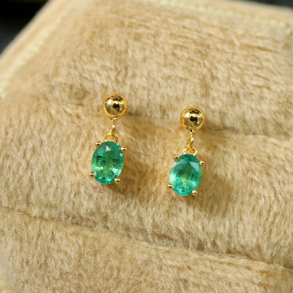 Natural Emerald Drop Earrings 6414