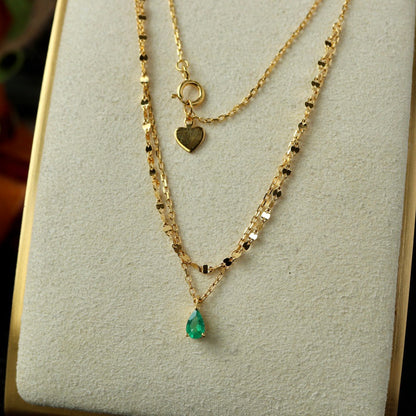 Natural Emerald Teardrop Necklace 6415