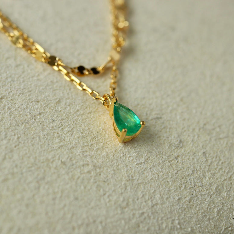Natural Emerald Teardrop Necklace 6415