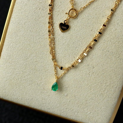 Natural Emerald Teardrop Necklace 6415