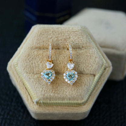 Natural Aquamarine Hearts Earrings 6435