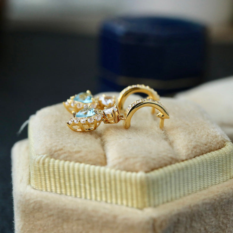 Natural Aquamarine Hearts Earrings 6435