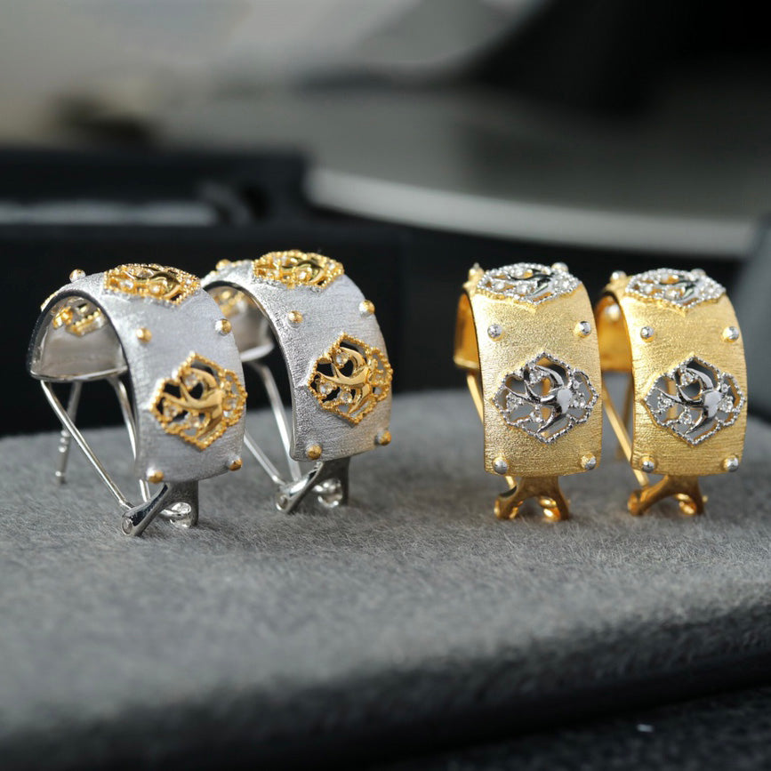 Silky Fretwork Swallow Earrings 6441