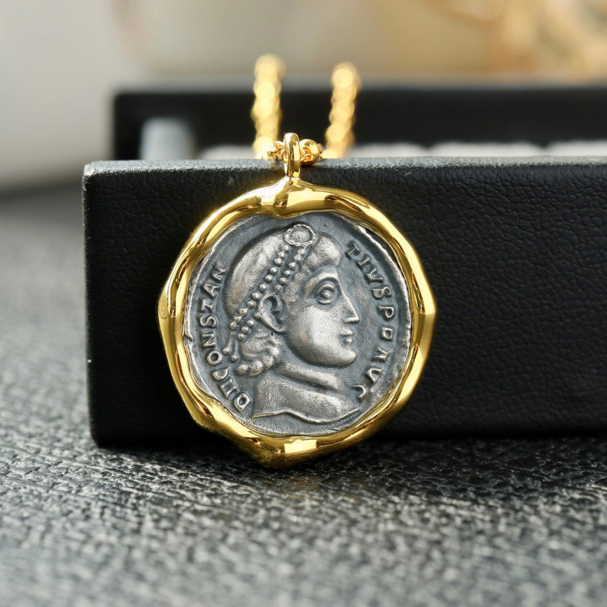 Greek Coin Wavy Necklace 6444
