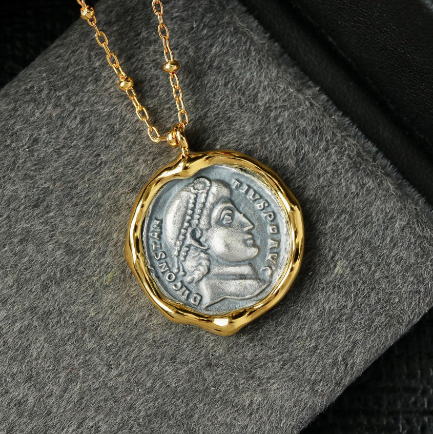 Greek Coin Wavy Necklace 6444