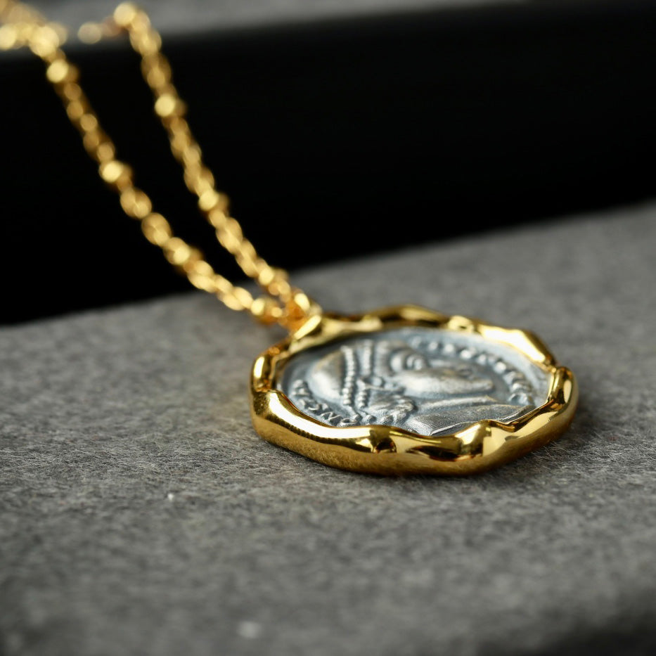 Greek Coin Wavy Necklace 6444
