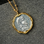 Greek Coin Wavy Necklace 6444