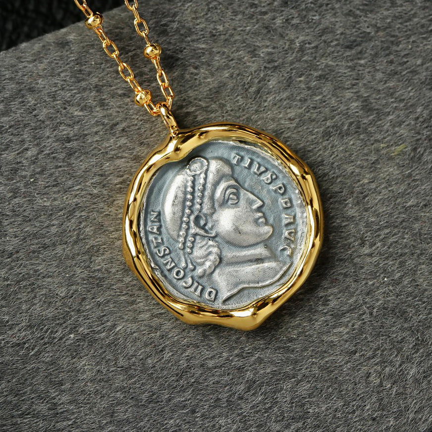 Greek Coin Wavy Necklace 6444