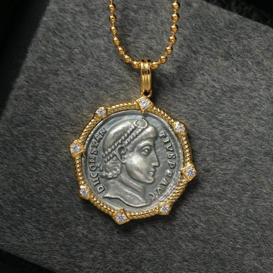 Greek Coin Octagon Necklace 6445