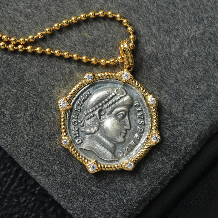 Greek Coin Octagon Necklace 6445