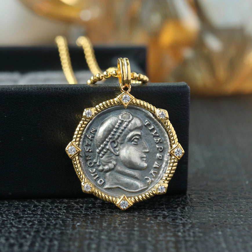 Greek Coin Octagon Necklace 6445