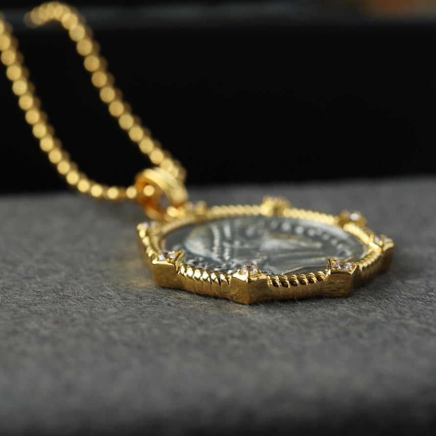 Greek Coin Octagon Necklace 6445