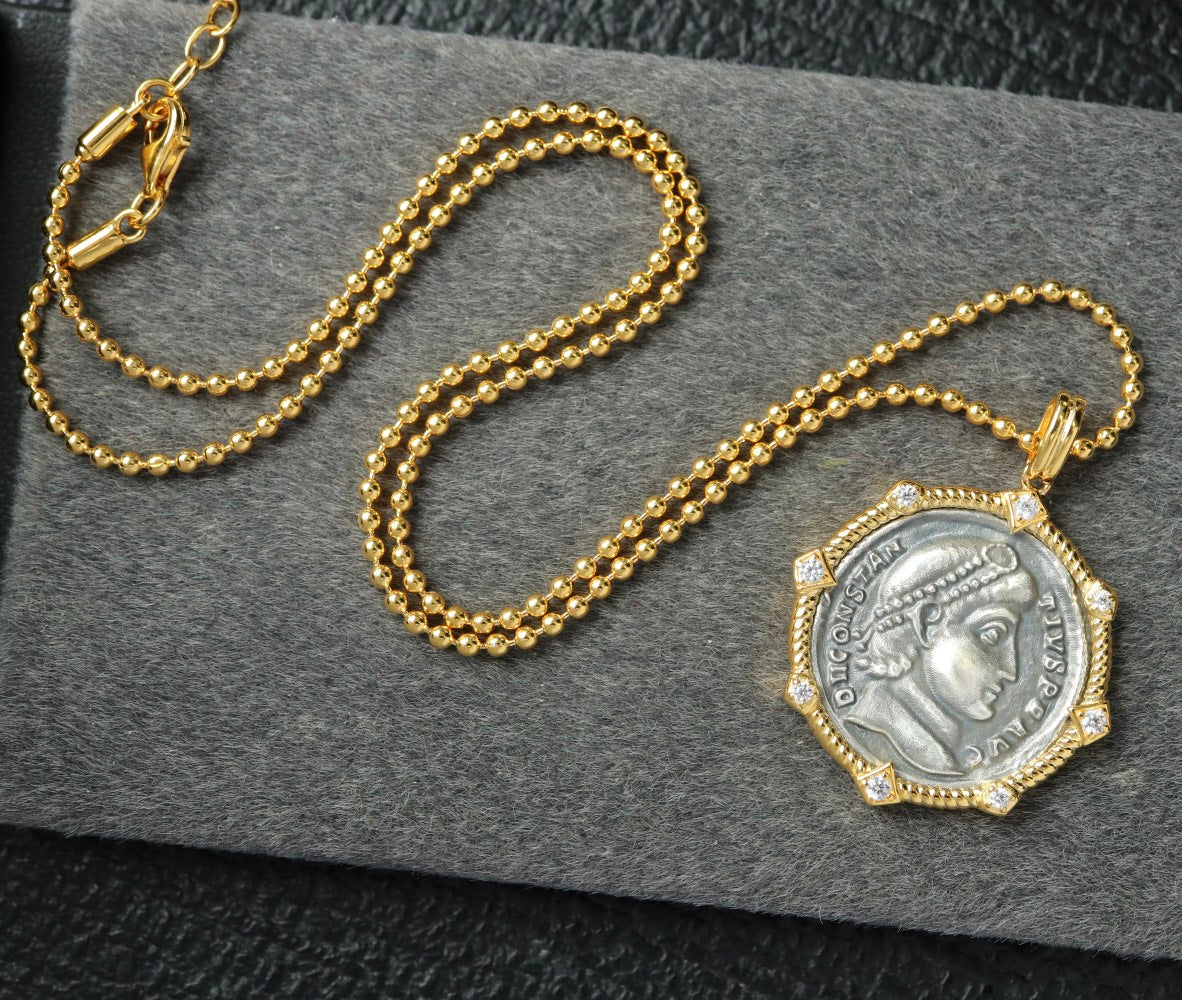 Greek Coin Octagon Necklace 6445