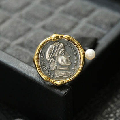 Greek Coin Wavy Ring 6447