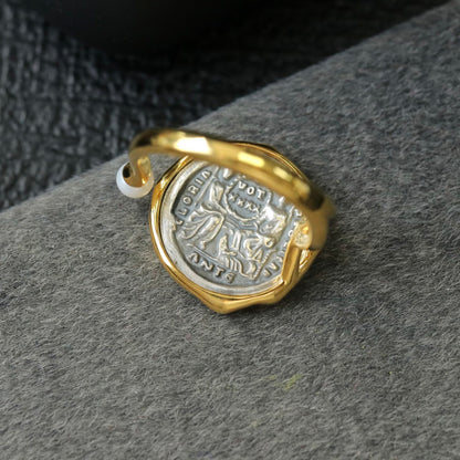 Greek Coin Wavy Ring 6447