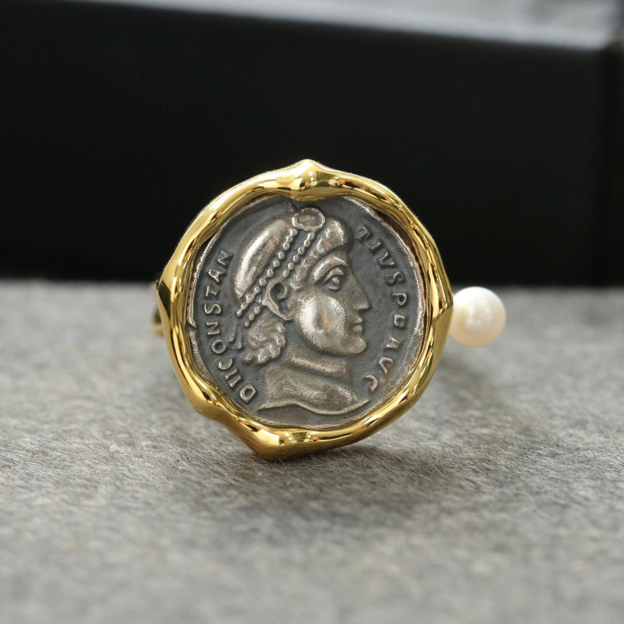 Greek Coin Wavy Ring 6447