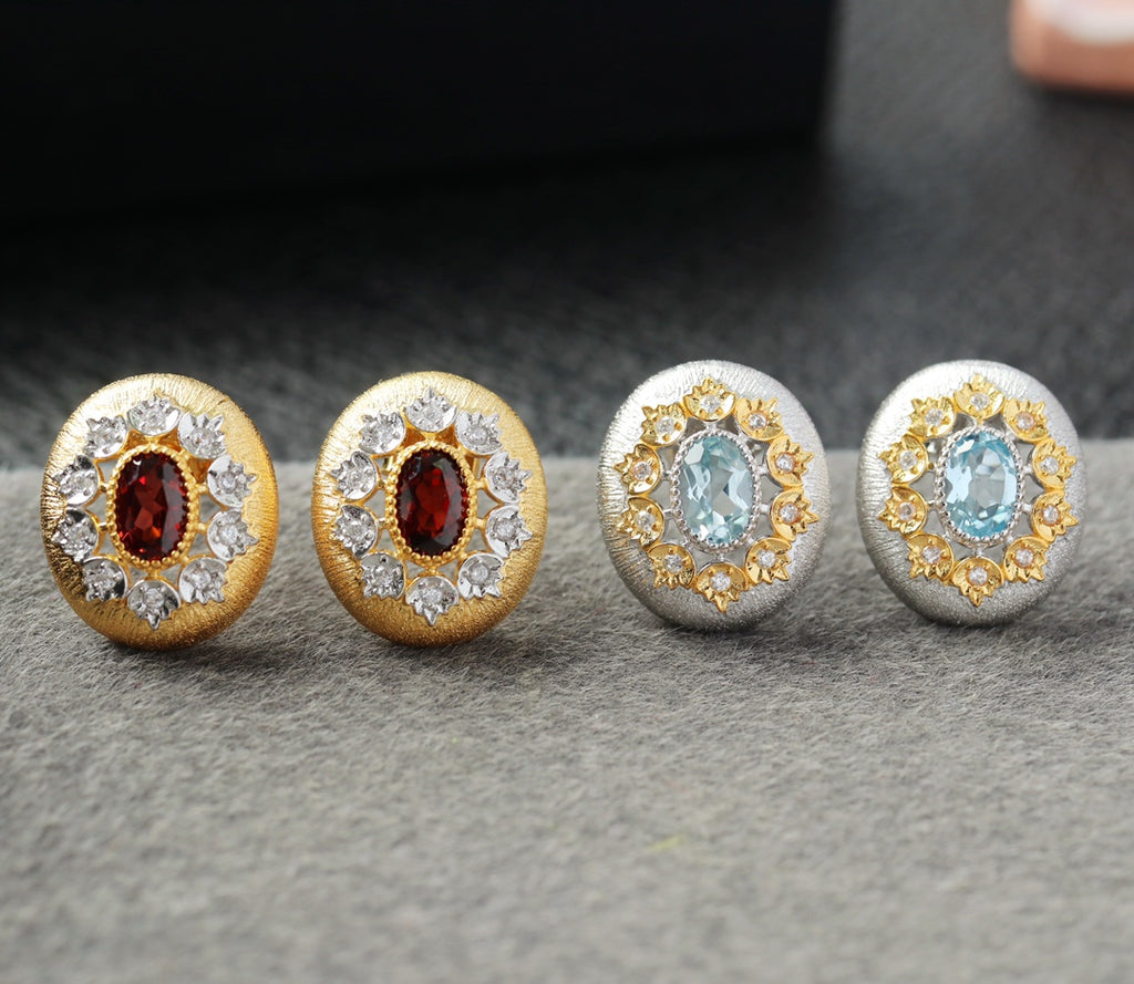 Floral Fretwork Oval Earrings 6452