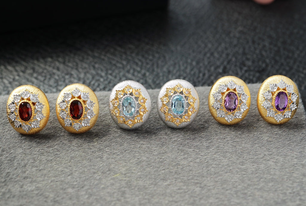 Floral Fretwork Oval Earrings 6452