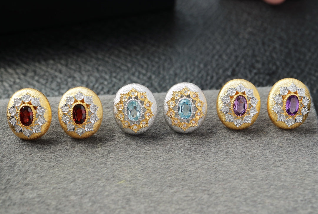 Floral Fretwork Oval Earrings 6452