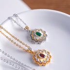 Floral Fretwork Gemstone Necklace 6474