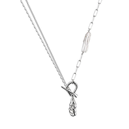 Collier chaîne à perles baroques N1035