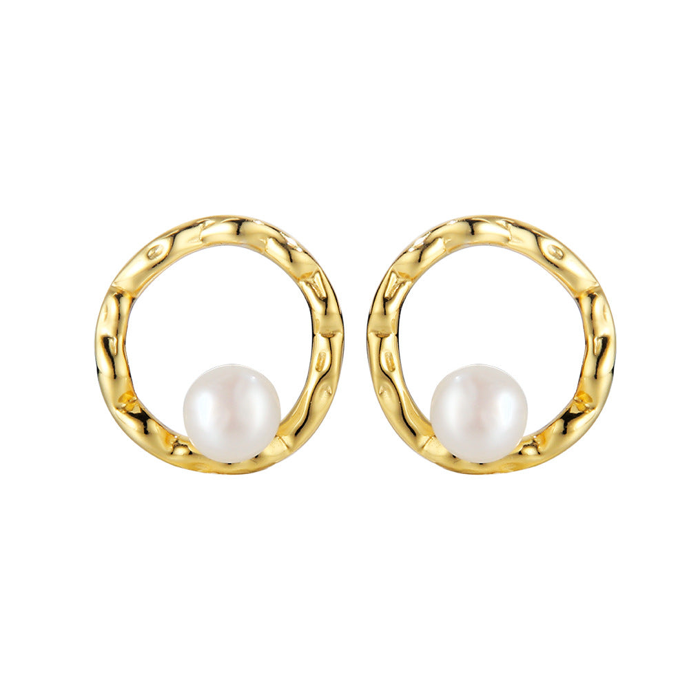 Hoop Pearl Ear Studs E1207